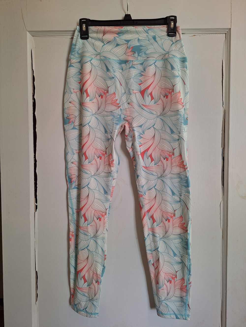 BuffBunny Floral-Print Leggings in Light Blue and Coral